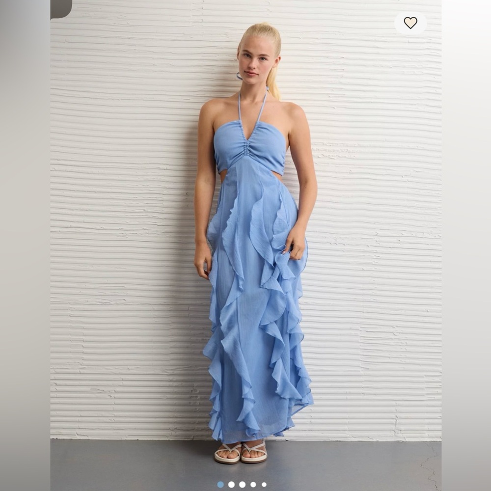 New American Eagle Outfitters Light Blue Floral Halter Maxi